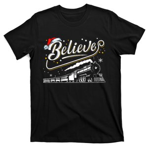 Believe Train Christmas North Pole Family Xmas T-Shirt