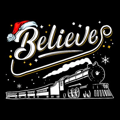 Believe Train Christmas North Pole Family Xmas T-Shirt