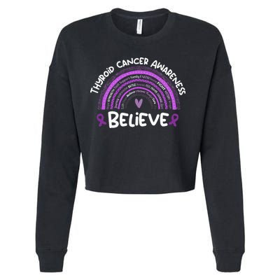 Believe Thyroid Cancer Awareness Month Thyroid Cancer Cropped Pullover Crew