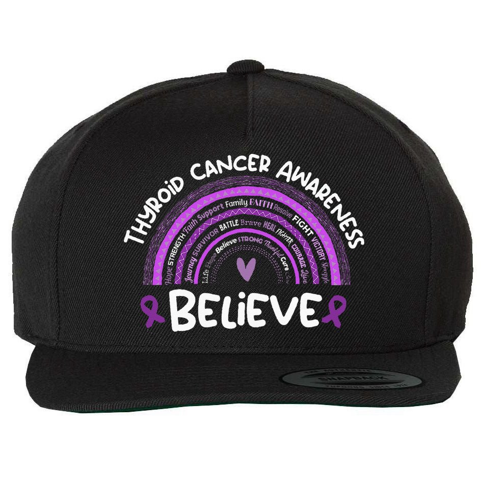 Believe Thyroid Cancer Awareness Month Thyroid Cancer Wool Snapback Cap