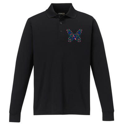 Butterfly Thyroid Cancer Awareness Ribbon Survivor Warrior Performance Long Sleeve Polo