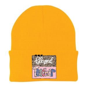 Blessed Teacher Cheetah Print Knit Cap Winter Beanie