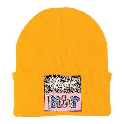 Blessed Teacher Cheetah Print Knit Cap Winter Beanie