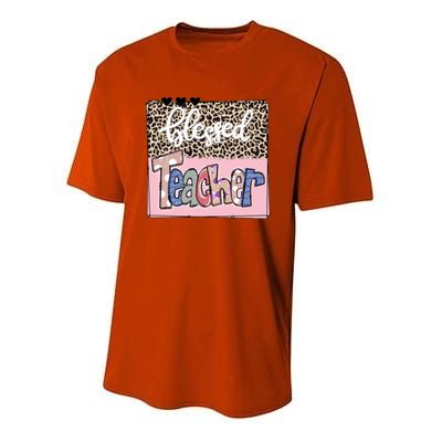 Blessed Teacher Cheetah Print Youth Performance Sprint T-Shirt