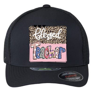 Blessed Teacher Cheetah Print Flexfit Unipanel Trucker Cap