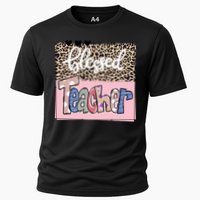 Blessed Teacher Cheetah Print Cooling Performance Crew T-Shirt