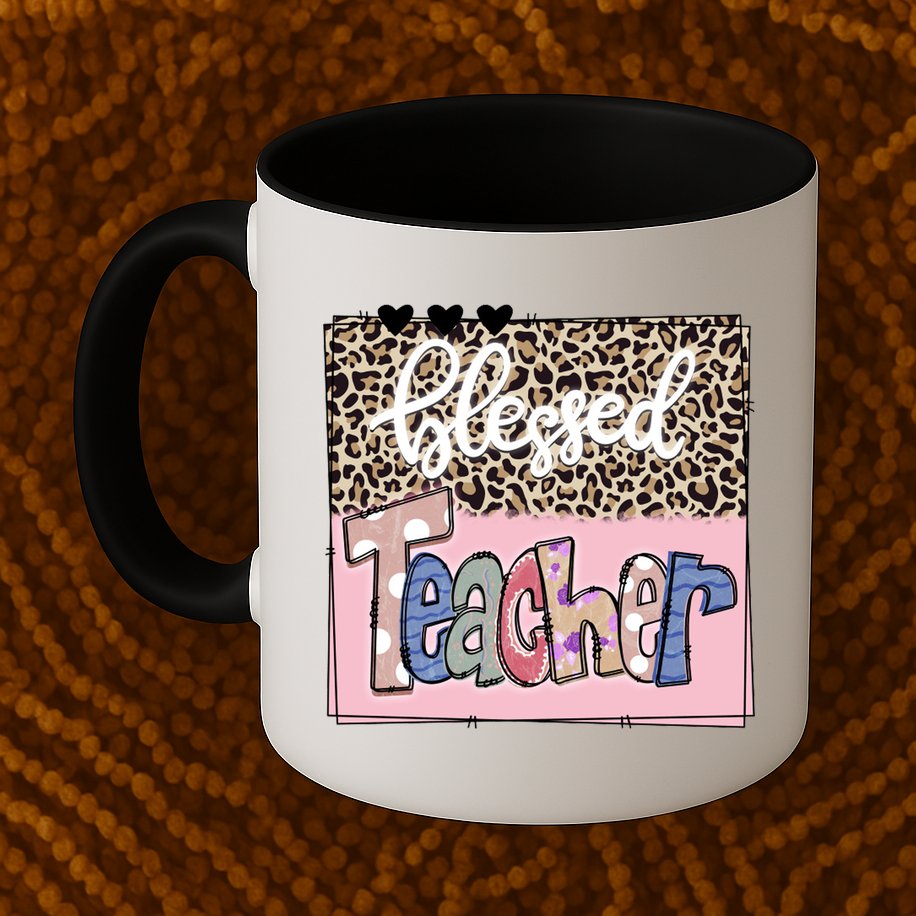 Blessed Teacher Cheetah Print Mug