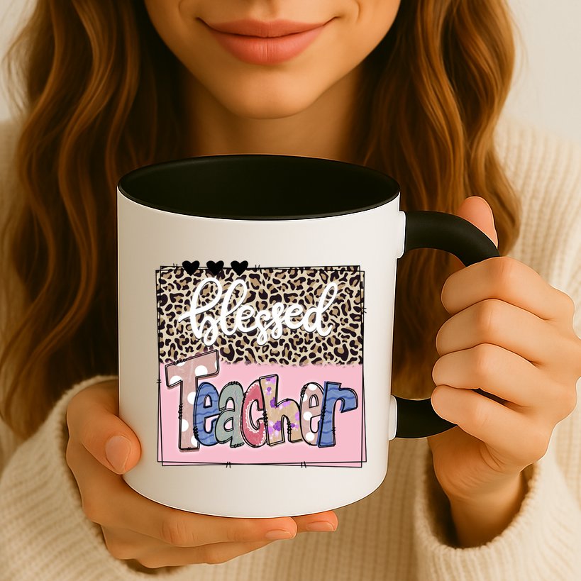 Blessed Teacher Cheetah Print Mug