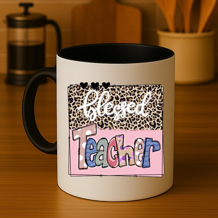 Blessed Teacher Cheetah Print Mug
