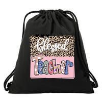 Blessed Teacher Cheetah Print Drawstring Bag
