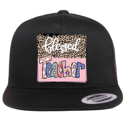 Blessed Teacher Cheetah Print Flatbill Hat