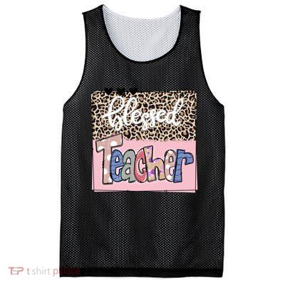 Blessed Teacher Cheetah Print Mesh Reversible Basketball Jersey Tank
