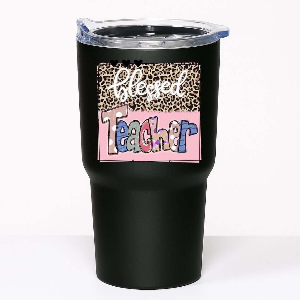 Blessed Teacher Cheetah Print Tumbler