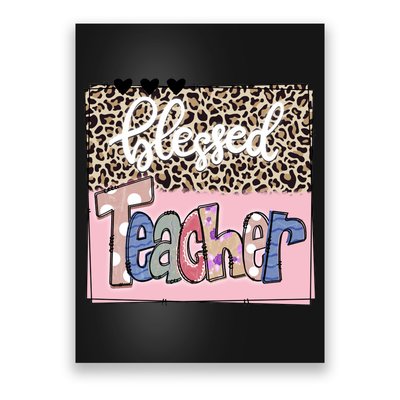 Blessed Teacher Cheetah Print Poster