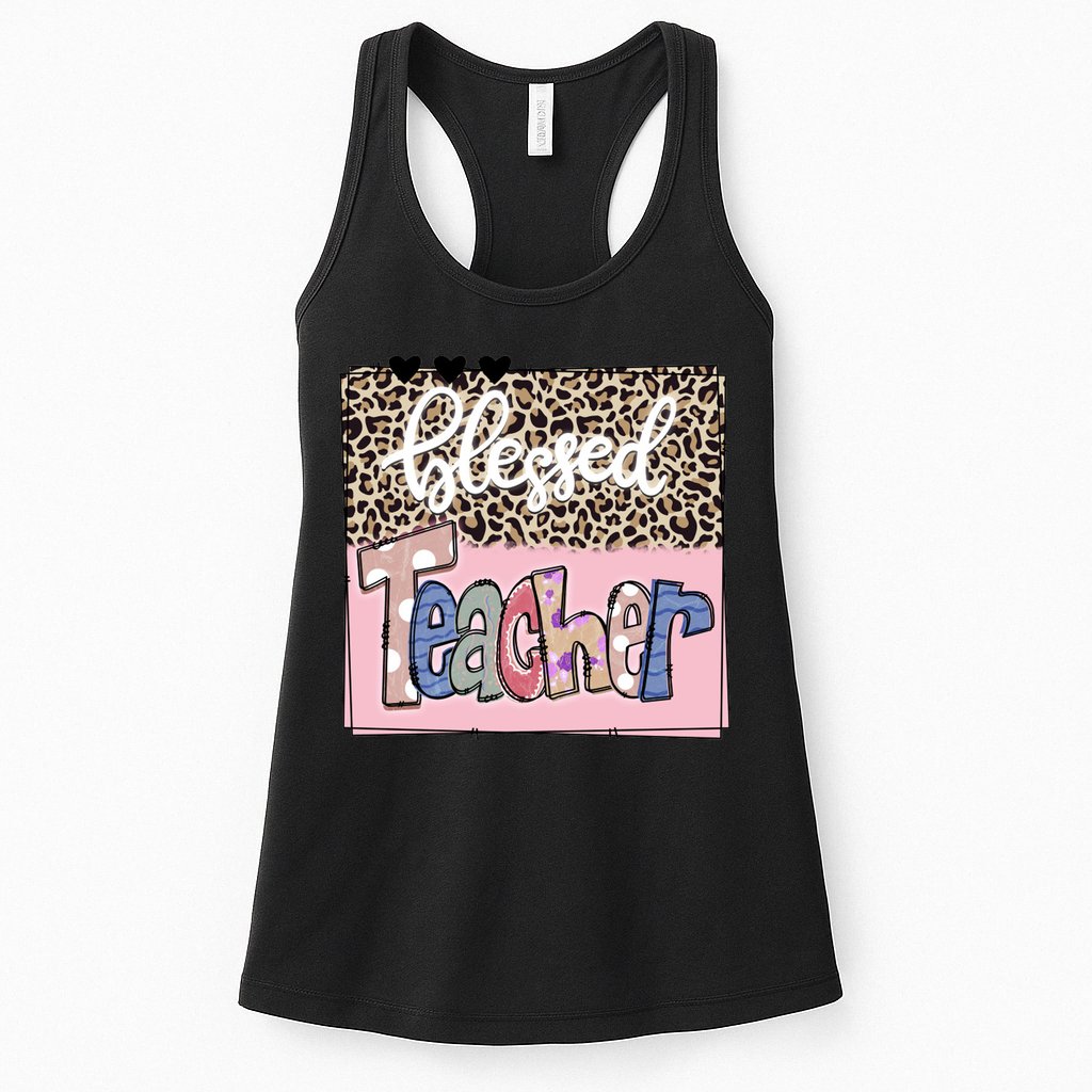 Blessed Teacher Cheetah Print Womens Tank Top