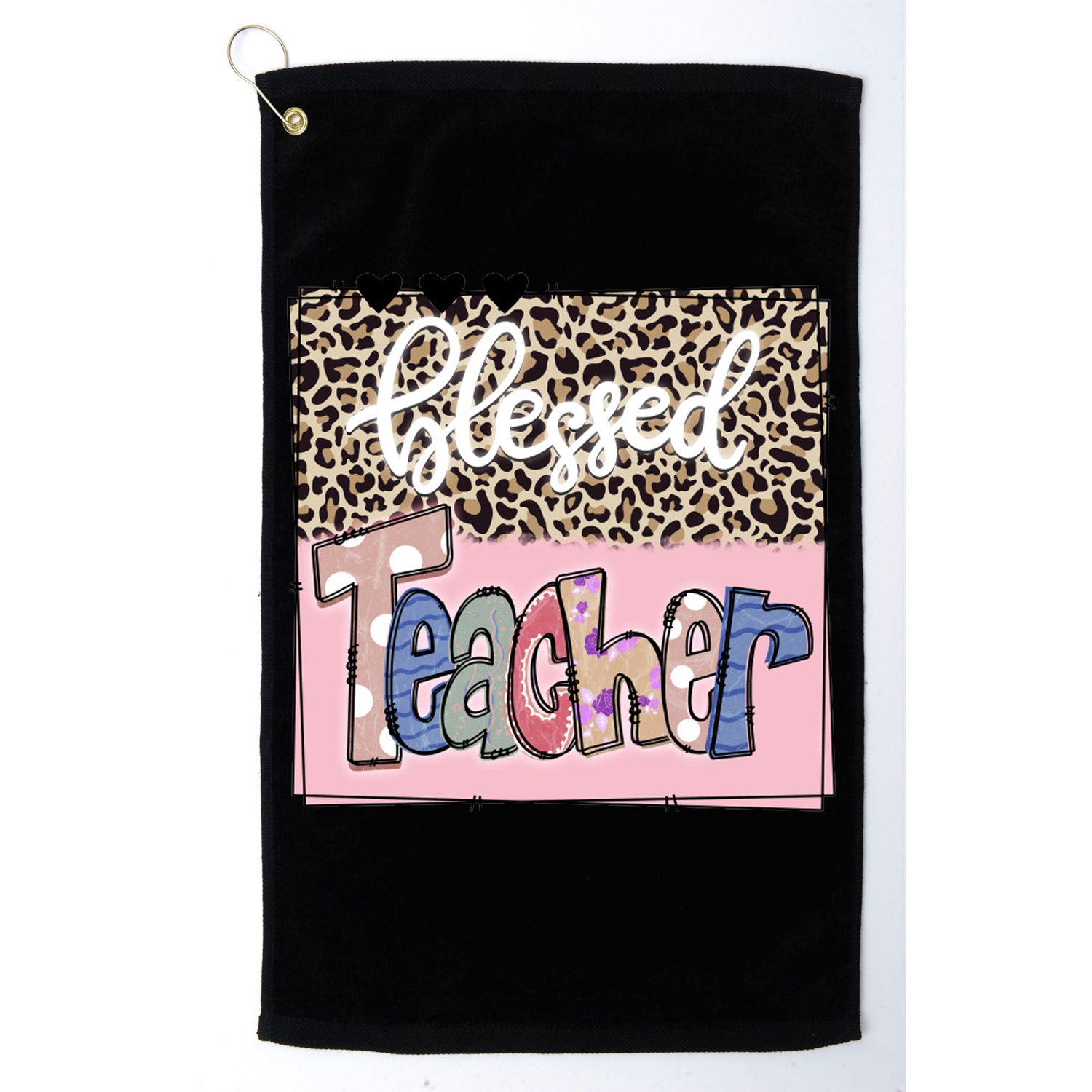 Blessed Teacher Cheetah Print Golf Towel