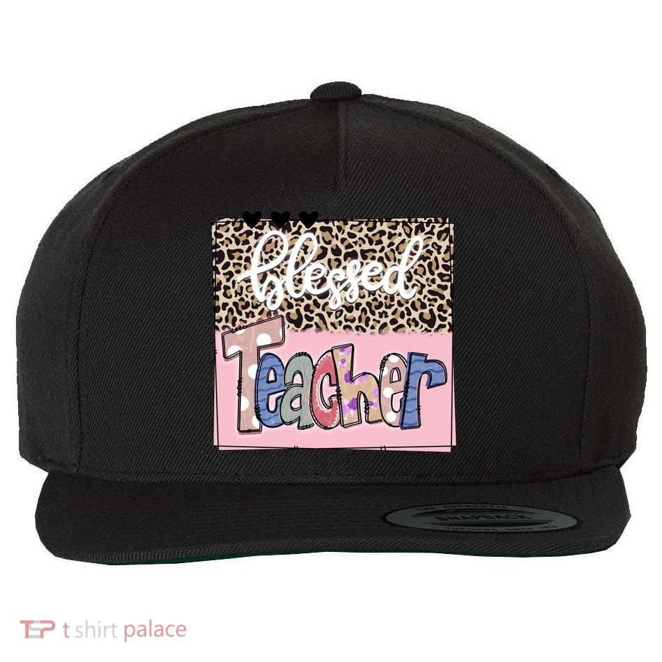 Blessed Teacher Cheetah Print Wool Snapback Cap