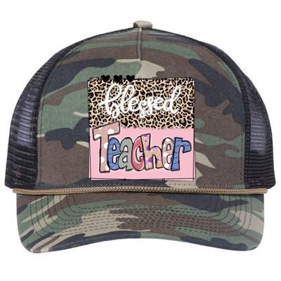 Blessed Teacher Cheetah Print Retro Rope Trucker Hat Cap