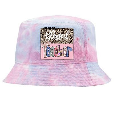 Blessed Teacher Cheetah Print Tie-Dyed Bucket Hat