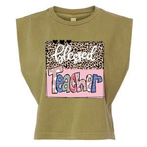 Blessed Teacher Cheetah Print Garment-Dyed Women's Muscle Tee