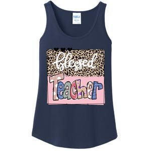 Blessed Teacher Cheetah Print Ladies Essential Tank