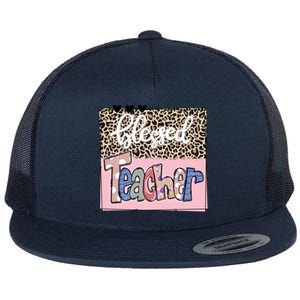 Blessed Teacher Cheetah Print Flat Bill Trucker Hat