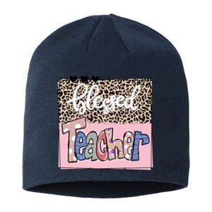 Blessed Teacher Cheetah Print Sustainable Beanie