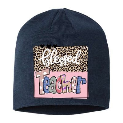 Blessed Teacher Cheetah Print Sustainable Beanie