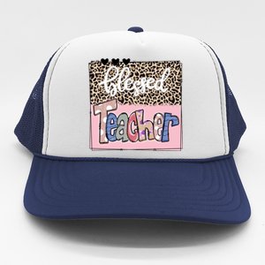 Blessed Teacher Cheetah Print Trucker Hat