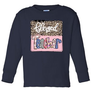 Blessed Teacher Cheetah Print Toddler Long Sleeve Shirt