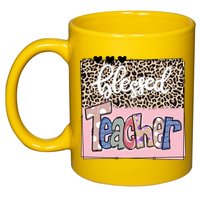 Blessed Teacher Cheetah Print 11oz C Handle Ceramic Mug