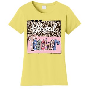 Blessed Teacher Cheetah Print Women's T-Shirt