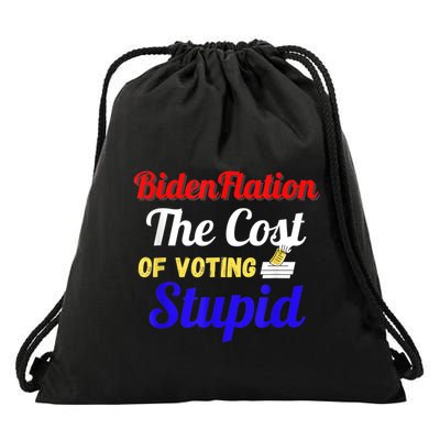 BidenFlation The Cost Of Voting Stupid Anti Biden Flation Drawstring Bag