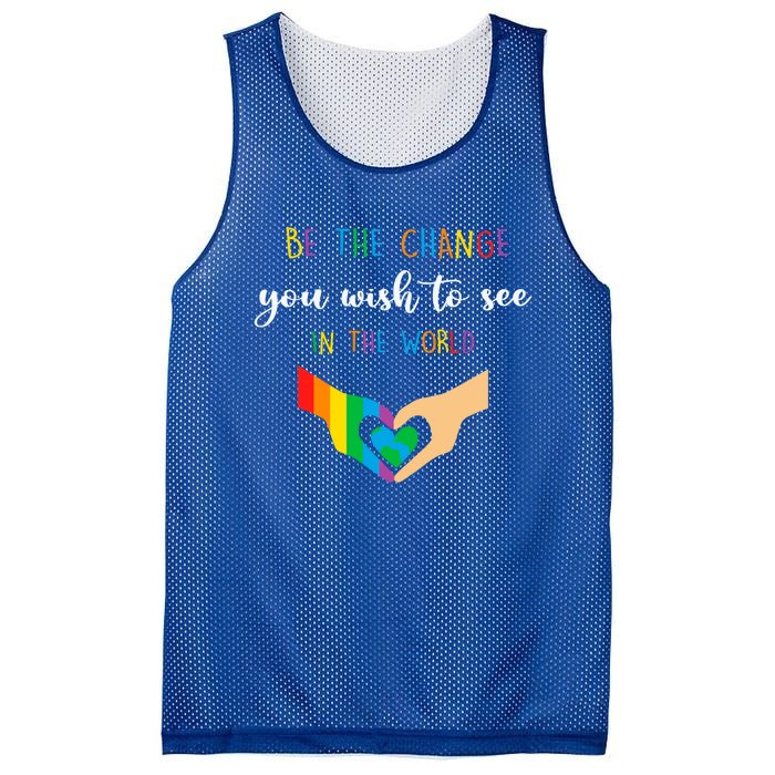 Be The Change You Wish To See In The World Lgbtq Gift Mesh Reversible Basketball Jersey Tank