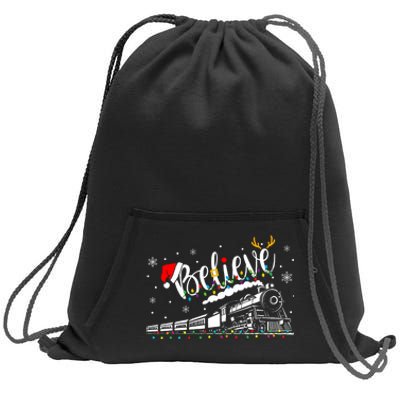 Believe Train Christmas North Pole Family Xmas Sweatshirt Cinch Pack Bag