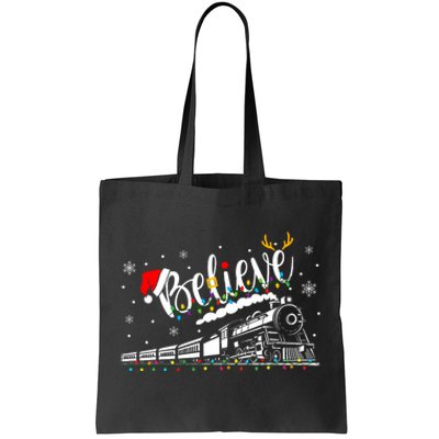 Believe Train Christmas North Pole Family Xmas Tote Bag