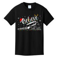 Believe Train Christmas North Pole Family Xmas Kids T-Shirt