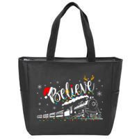 Believe Train Christmas North Pole Family Xmas Zip Tote Bag