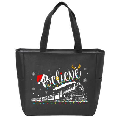 Believe Train Christmas North Pole Family Xmas Zip Tote Bag