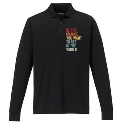 Be The Change You Want To See In The World, Equality VNeck Performance Long Sleeve Polo