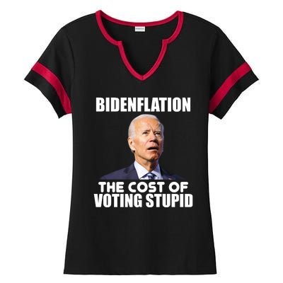 Bidenflation The Cost Of Voting Stupid Funny Ladies Halftime Notch Neck Tee