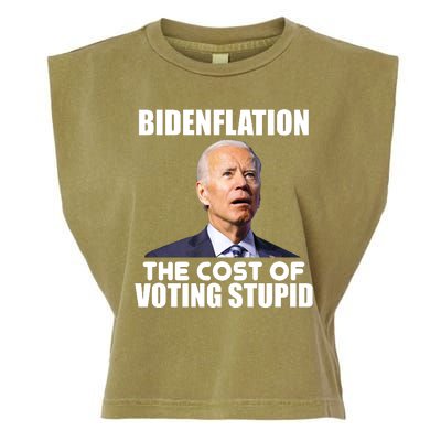 Bidenflation The Cost Of Voting Stupid Funny Garment-Dyed Women's Muscle Tee