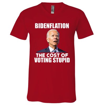 Bidenflation The Cost Of Voting Stupid Funny V-Neck T-Shirt