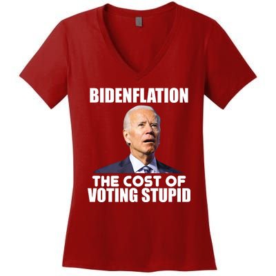 Bidenflation The Cost Of Voting Stupid Funny Women's V-Neck T-Shirt