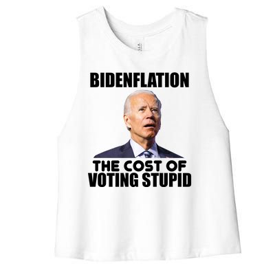 Bidenflation The Cost Of Voting Stupid Funny Women's Racerback Cropped Tank