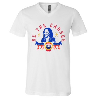 Be The Change Vote Kamala Harris 2024 Political Art V-Neck T-Shirt