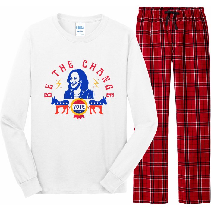 Be The Change Vote Kamala Harris 2024 Political Art Long Sleeve Pajama Set