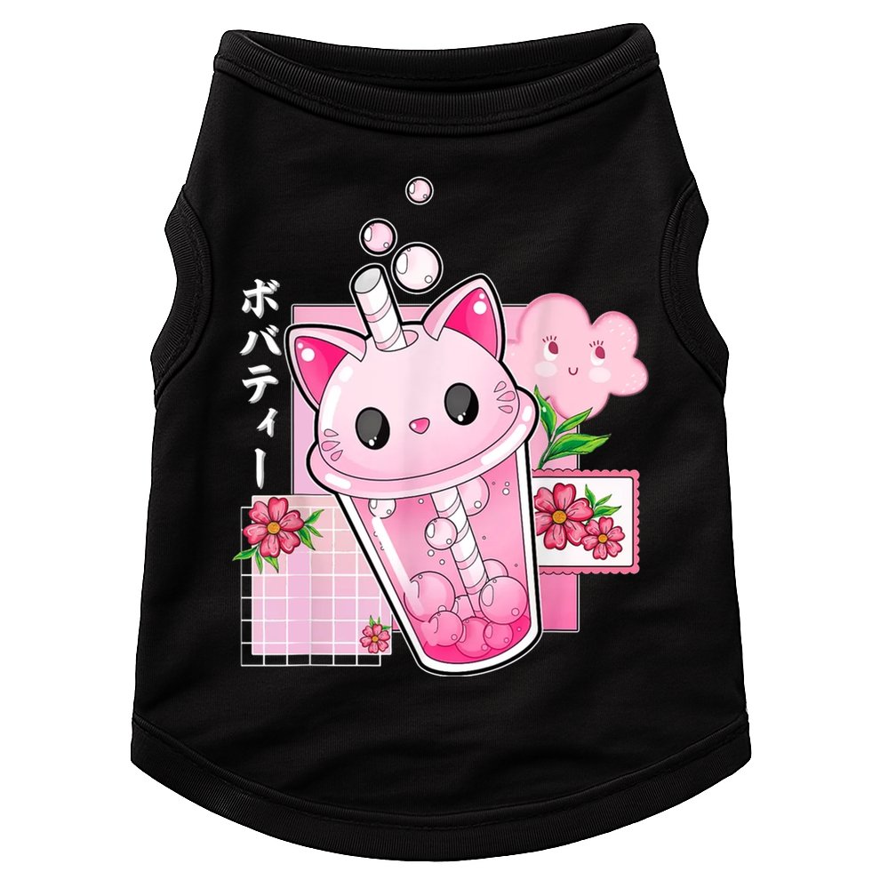 Boba Tea Cat Bubble Tea Kawaii Anime Japanese Girl Teenager Doggie Tank