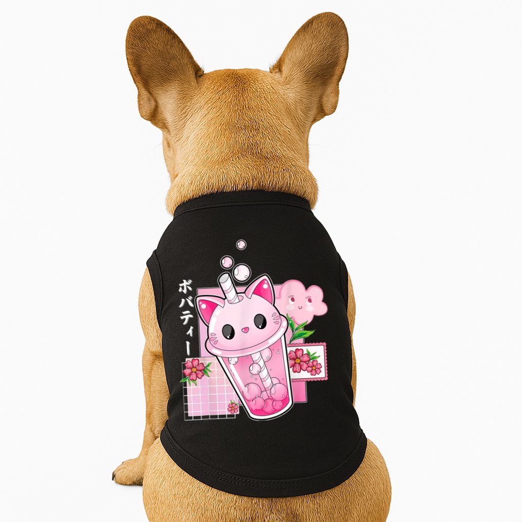 Boba Tea Cat Bubble Tea Kawaii Anime Japanese Girl Teenager Doggie Tank