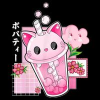 Boba Tea Cat Bubble Tea Kawaii Anime Japanese Girl Teenager Doggie Tank